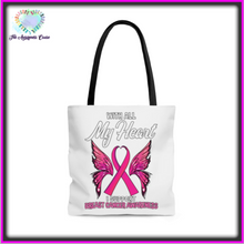 Load image into Gallery viewer, Breast Cancer My Heart Tote Bag
