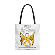 Load image into Gallery viewer, Childhood Cancer My Heart Tote Bag
