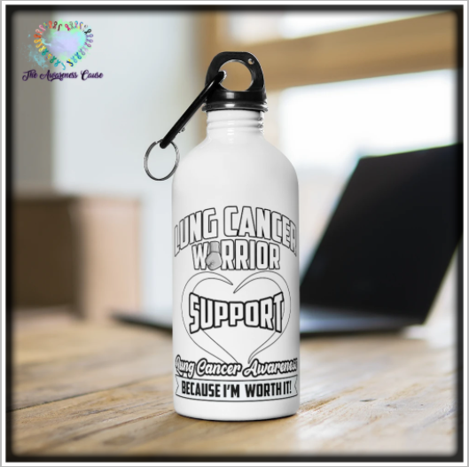 Lung Cancer Support Steel Bottle