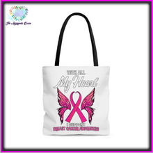 Load image into Gallery viewer, Breast Cancer My Heart Tote Bag
