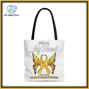 Childhood Cancer My Heart Tote Bag