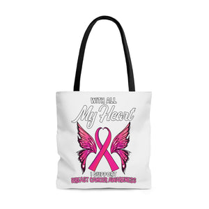 Breast Cancer My Heart Tote Bag